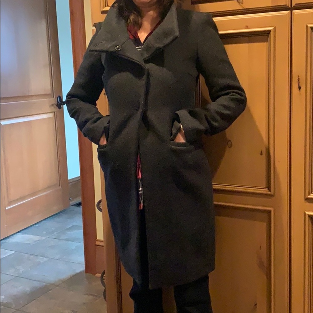 Italian wool dark grey coat with buttons